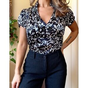 Y2Y patterned V Neck babydoll blouse